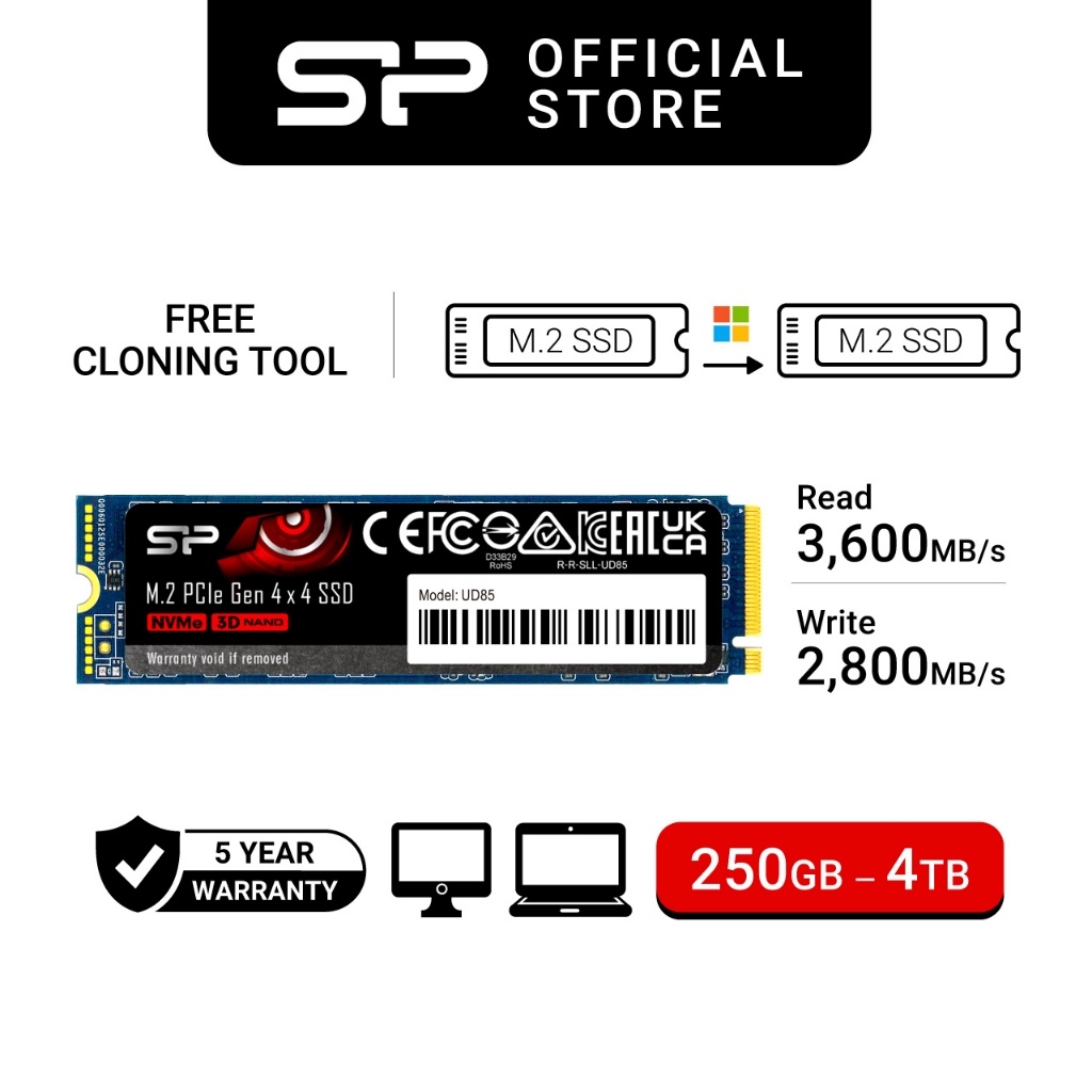 Silicon Power UD85 SSD M.2 2280 PCIe Gen4x4 NVMe 1.4 up to 2TB