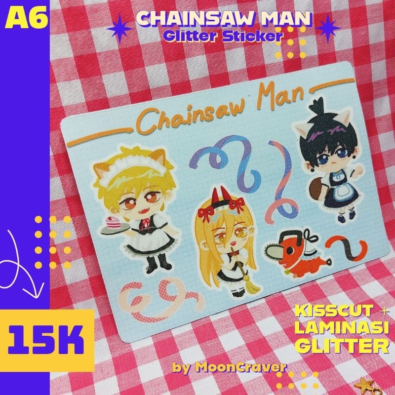 

Sticker stiker sheet kisscut A6 Anime Chainsaw Man Maid