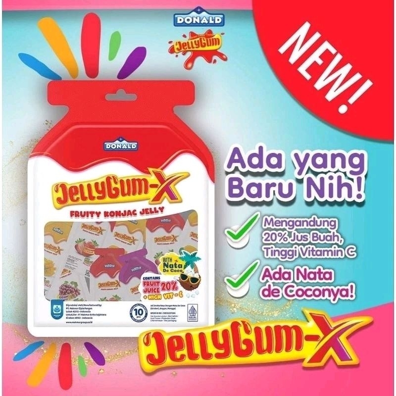 

Donald Jelly GUM- X Fruity konjac jelly isi 10 pcs (10x20 gram )