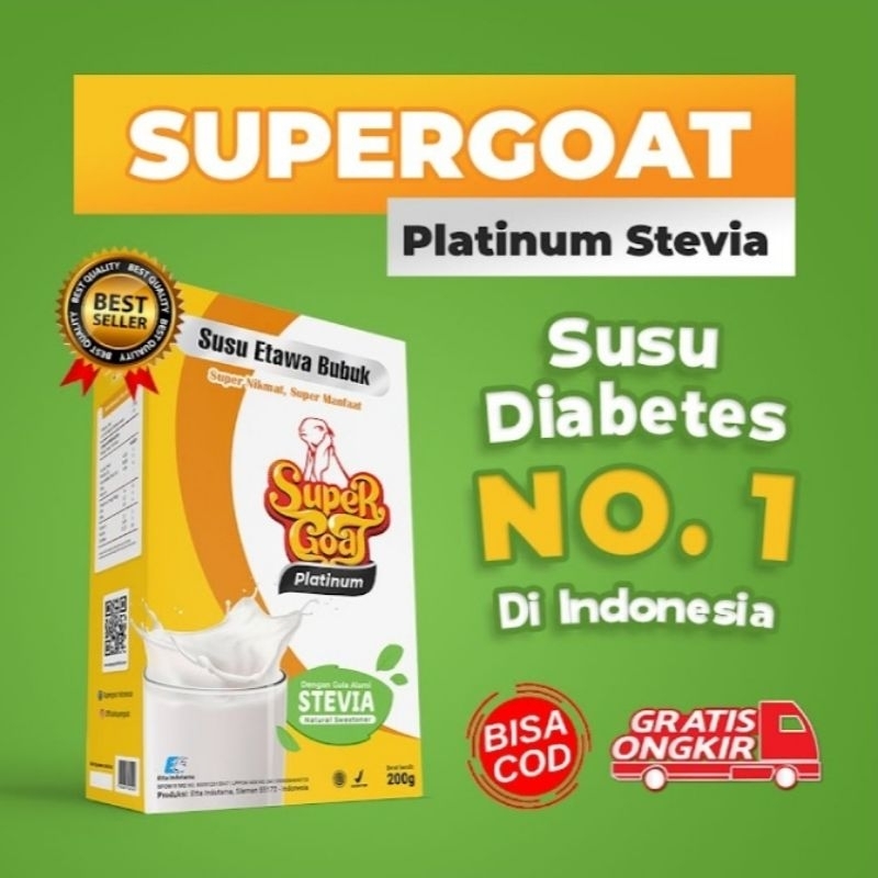 

SuperGoat Etawa Platinum Stevia 200gr | Diabetes, Kolesterol, Ginjal, Kencing Manis, Insulin, Pangkreas