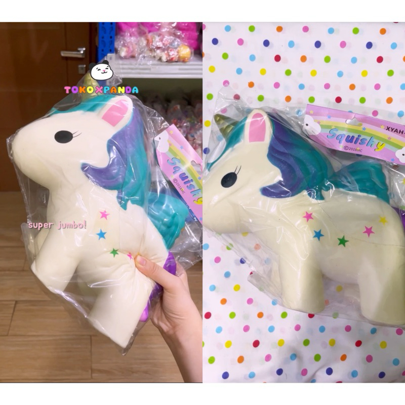 [SALE] Squishy Unicorn Super Jumbo Gede Banget Soft and Slow Giant Horse Kuda Poni Rainbow Galaxy Bi