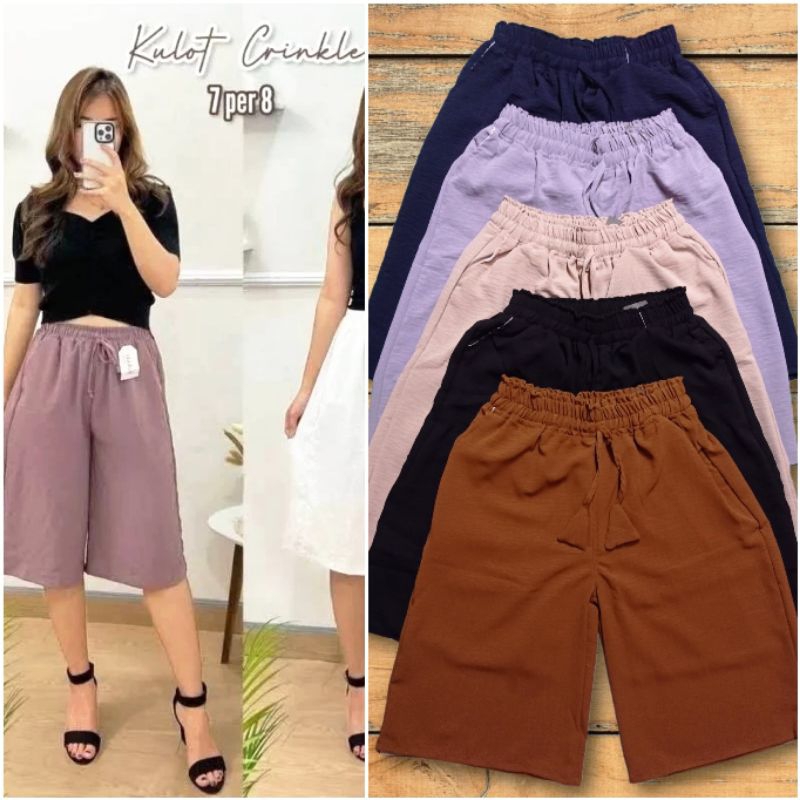 Celana Kulot Pendek Wanita Crinkle 7/8