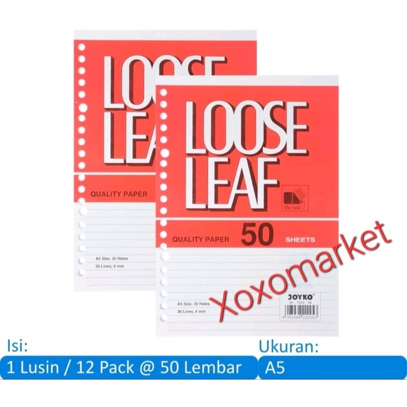 

Kertas Binder Joyko Refill Loose Leaf A5-7020 50 Sheets/Lembar / Isi Kertas Binder