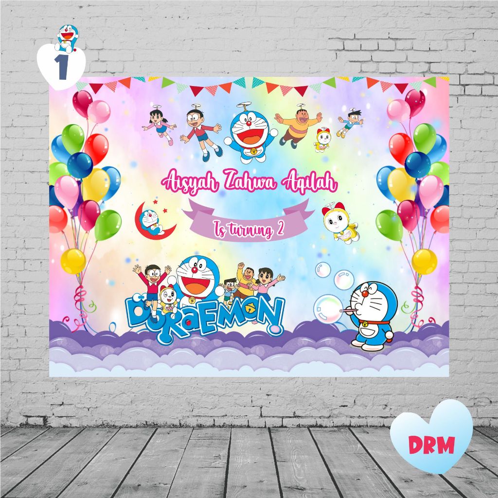 Backdrop & Banner Doraemon | Backdrop Ulang Tahun | Banner Ultah Doraemon