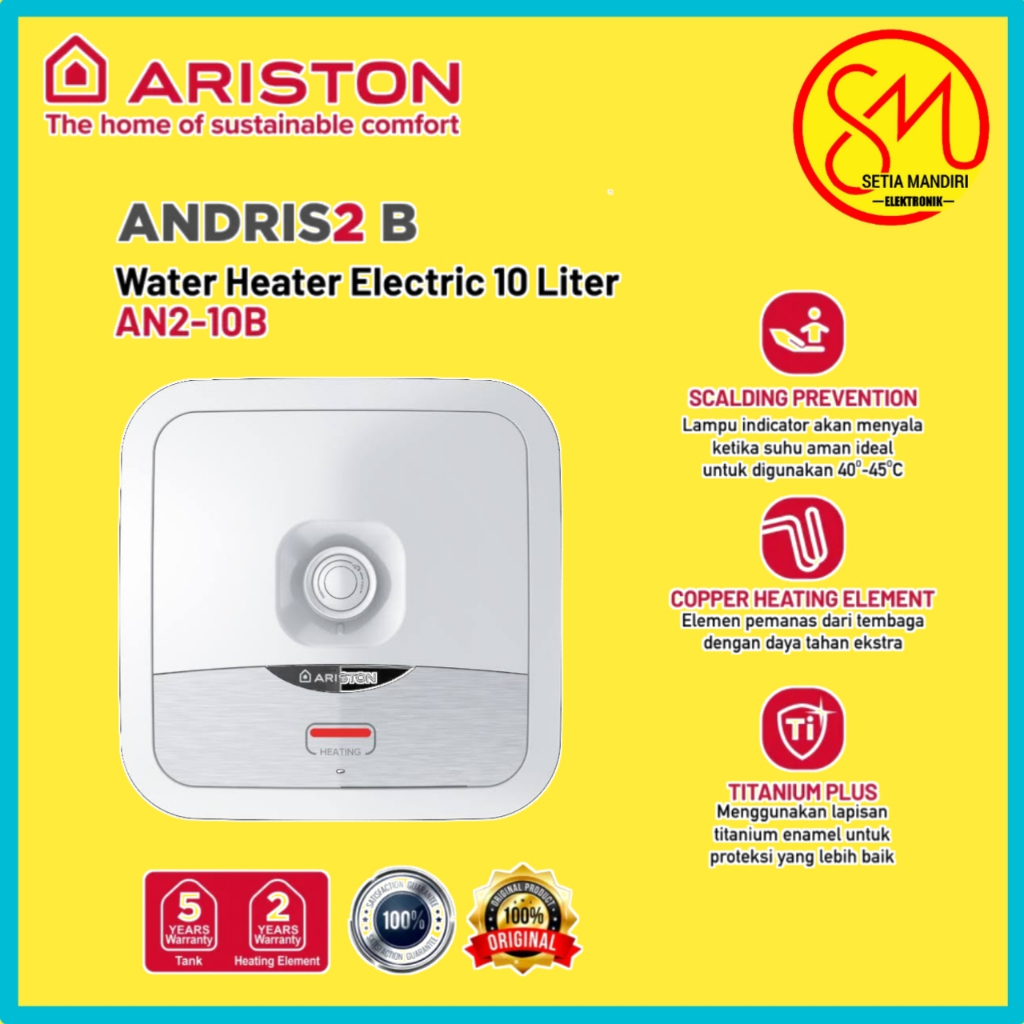 ARISTON WATER HEATER 10L/15L/30L PEMANAS AIR LISTRIK ANDRIS 2 B 10 L /15 L / 30L SMEC