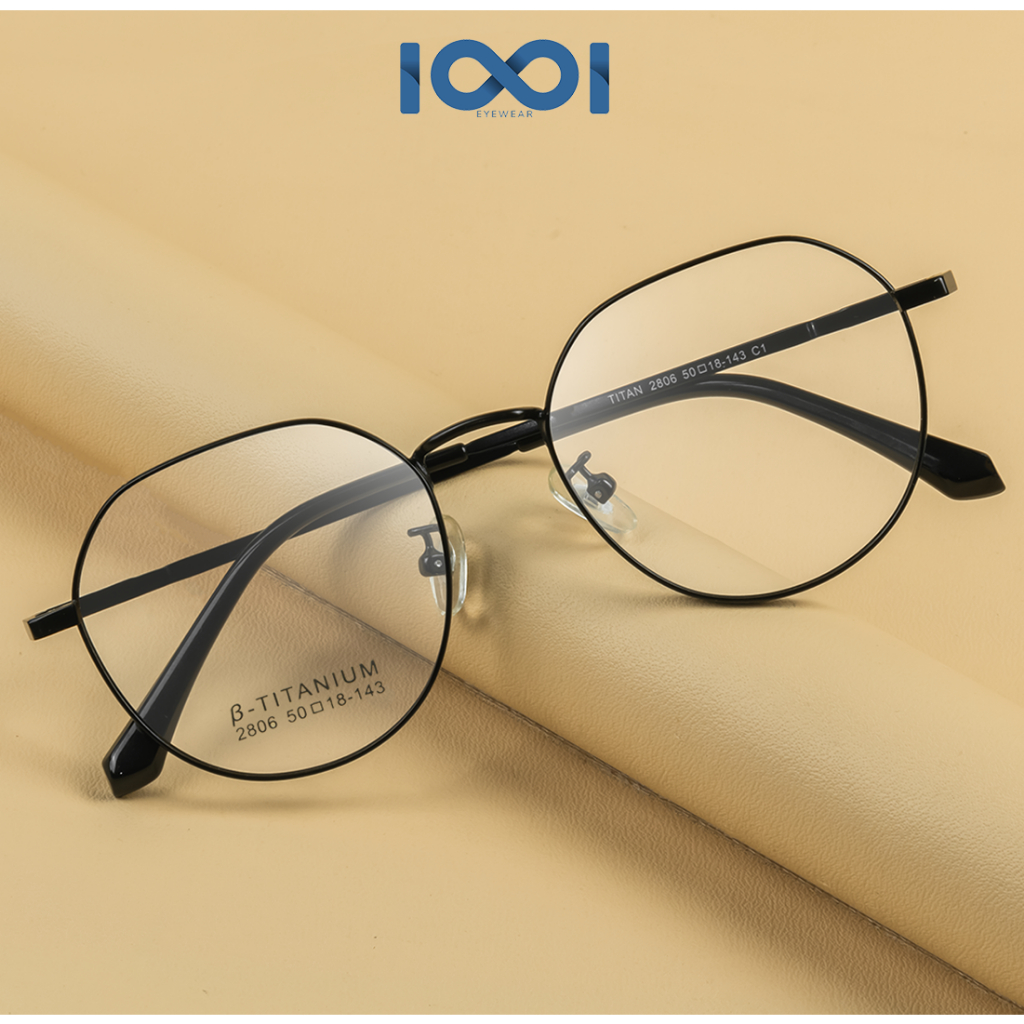 IOOI Kacamata Bulat Titanium Bisa Minus Photocromic Anti Blueray Frame Ringan Pria Wanita 2806