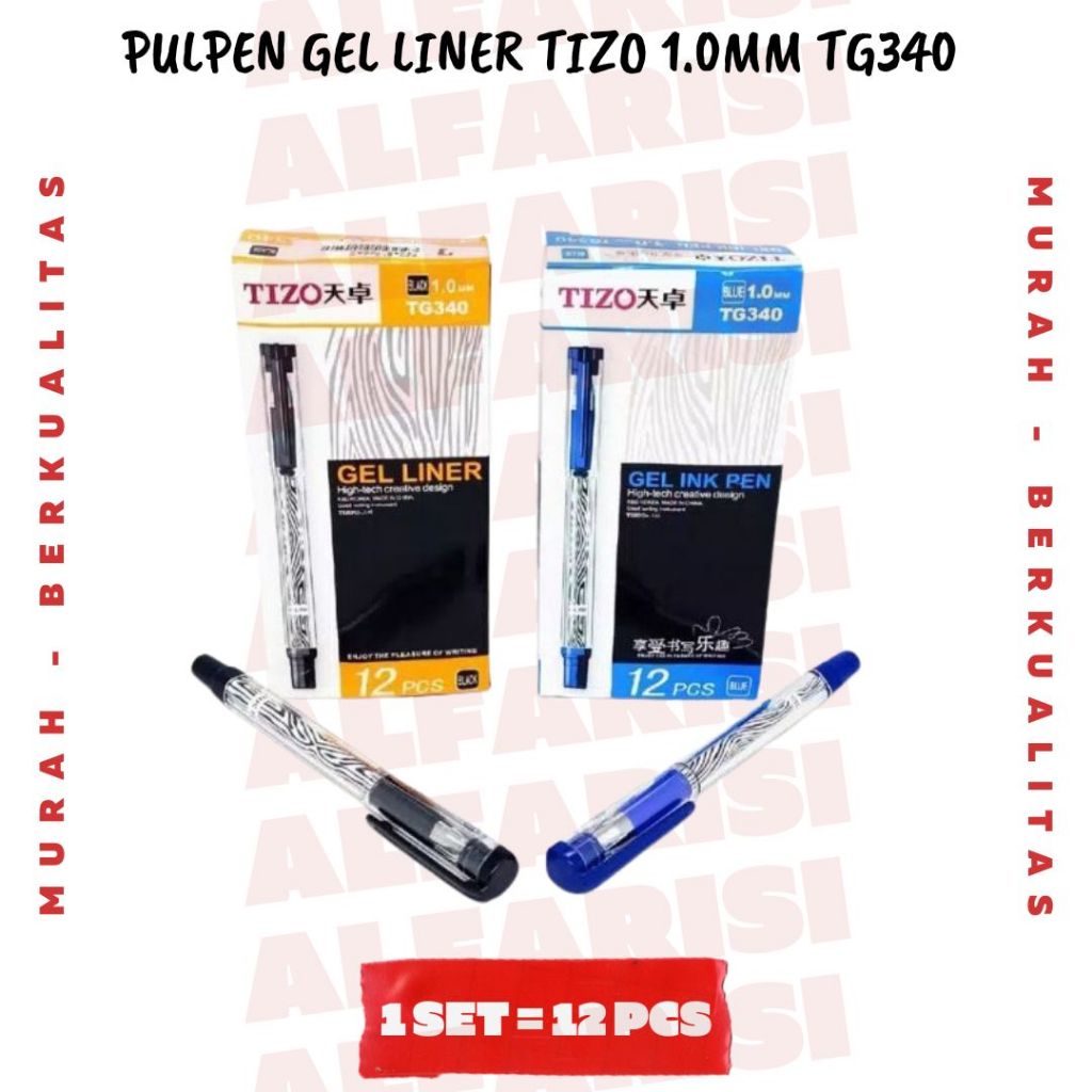 

Pulpen gel liner TIZO 1.0mm TG340 grosir 12 pcs