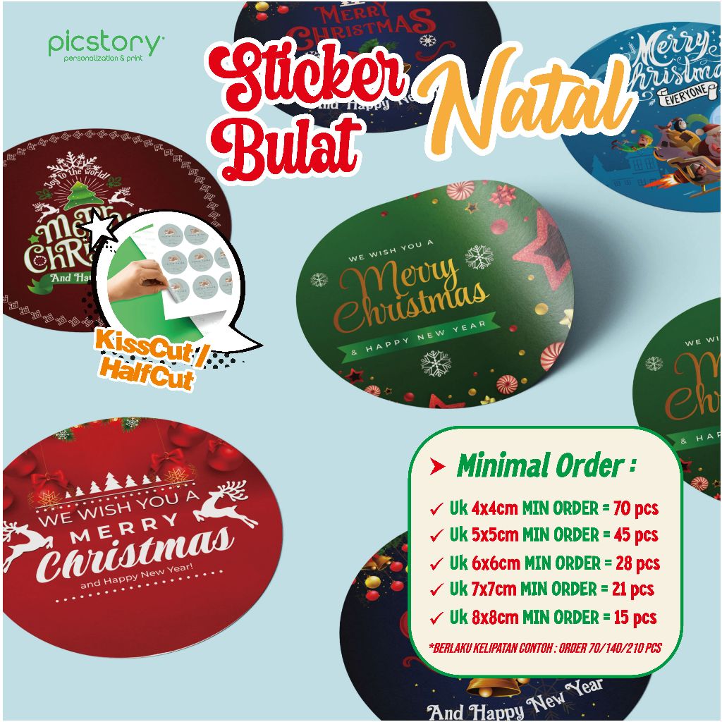 

Stiker Bulat Natal/ Sticker Christmas/ Stiker Label Toples Kue Kering Makanan Hampers