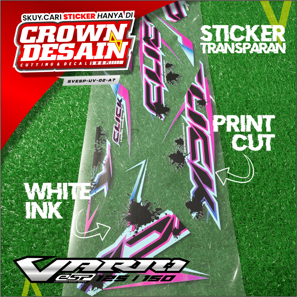 Striping Transparan Vario 125/150 Led Old Custom CLICK - Striping UV Vario Led Old Desain Rainbow CL