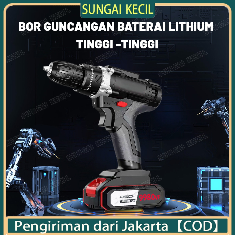 In stock Bor Listrik Bor Tanpa kabel 98V Set Lengkap Mata Bor Cordless Drill Full Set Of Drill Bits 