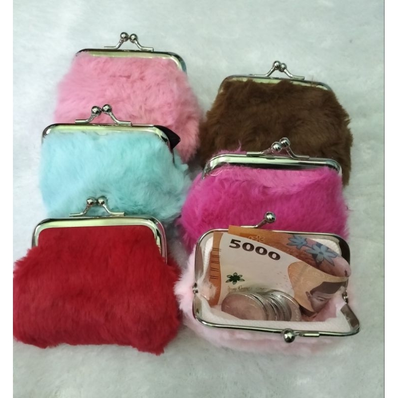 Dompet Koin Bulu/Dompet Koin Behel/Dompet Koin Mini Imut Dan Lucu