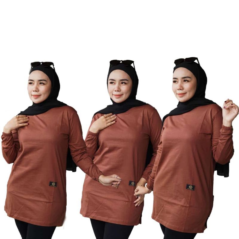 [TERMURAH] TUNIK WANITA / ATASAN WANITA MUSLIM / KAOS LENGAN PANJANG TERLARIS BLOUSE SEMI TUNIK DINA