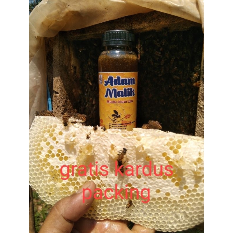 

madu lebah lokal kampung/glodokan/nyiruan (apis cerana) hasil panen sendiri dan peras sendiri. jadi sangat terjaga kemurnian madu liar nya. dengan kemasan 350gram.