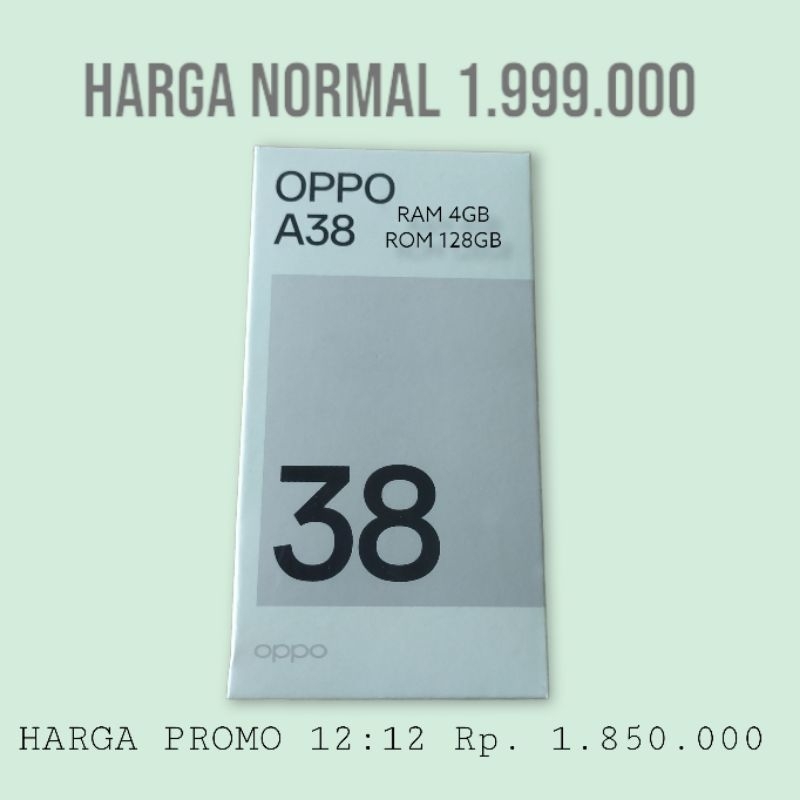 OPPO A38 RAM 4/128 ORI KONDISI BARU BUKAN SEKEN 100% GARANSI RESMI 1Tahun