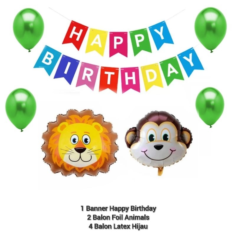 ANIMALS JUNGLE Paket perlengkapan dekorasi pesta ulang tahun ANIMALS JUNGLE perlengkapan pesta ultah