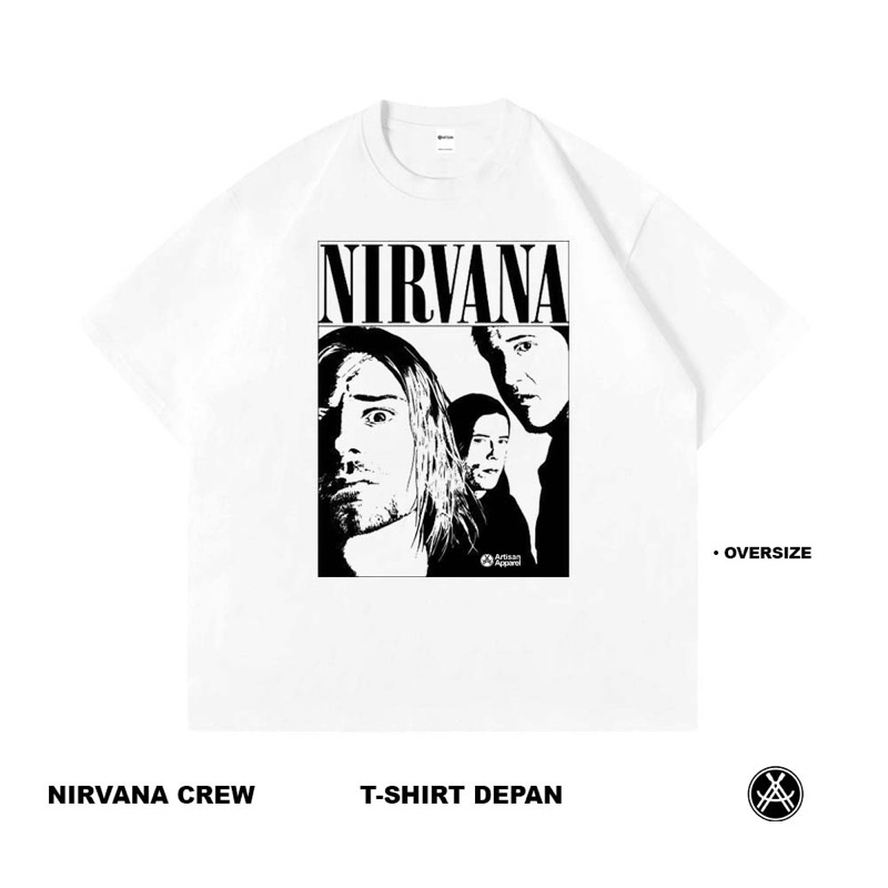 Artisan T-Shirt Nirvana Crew Kaos Oversize Putih Katun Combed