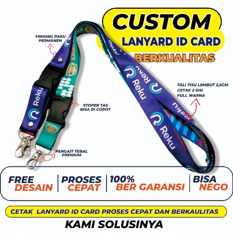 

Tali Lanyard Printing Custom Tali Lebar 2,5cm | Cetak 2 sisi