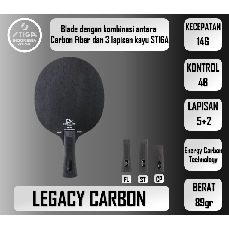 Legacy Carbon | Kayu Blade Pingpong ITTF Original STIGA