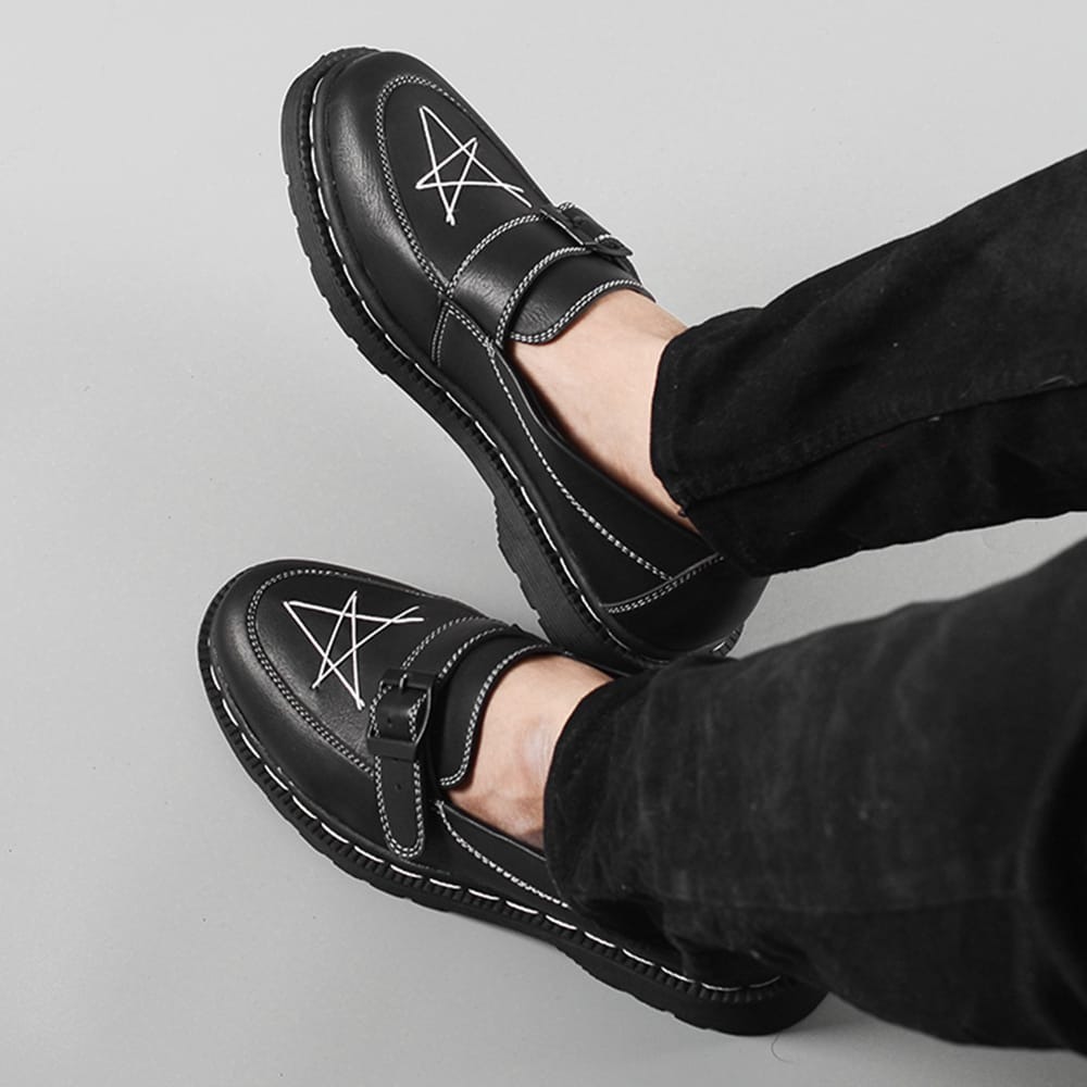 Starlight Sepatu Penny Loafers Kulit Pria Black / Star Burn Sepatu Penny Loafers Pria / Sepatu Penny