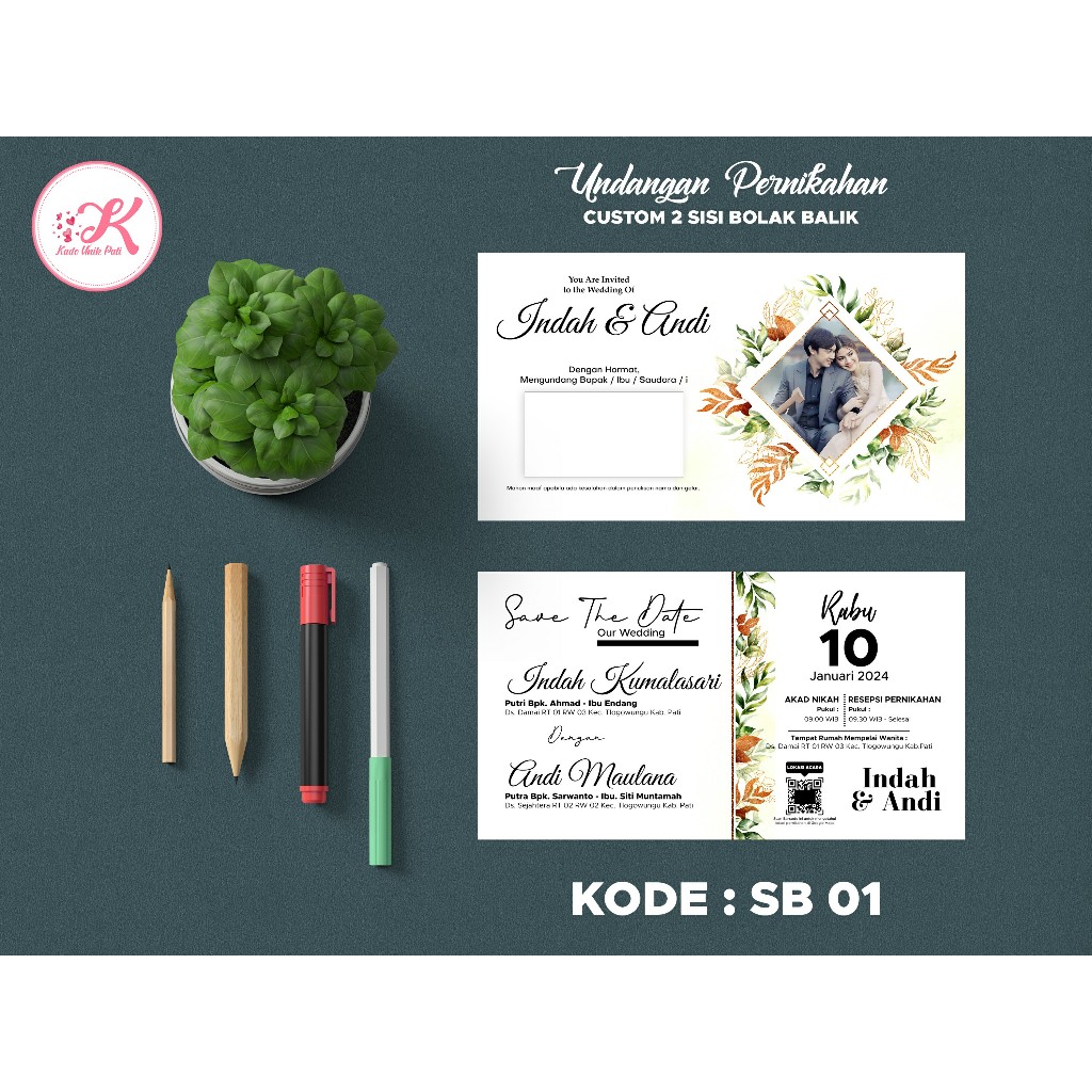 UNDANGAN PERNIKAHAN MURAH CUSTOM - UNDANGAN PERNIKAHAN AESTHETIC - UNDANGAN GOPEK - UNDANGAN BOLAK B