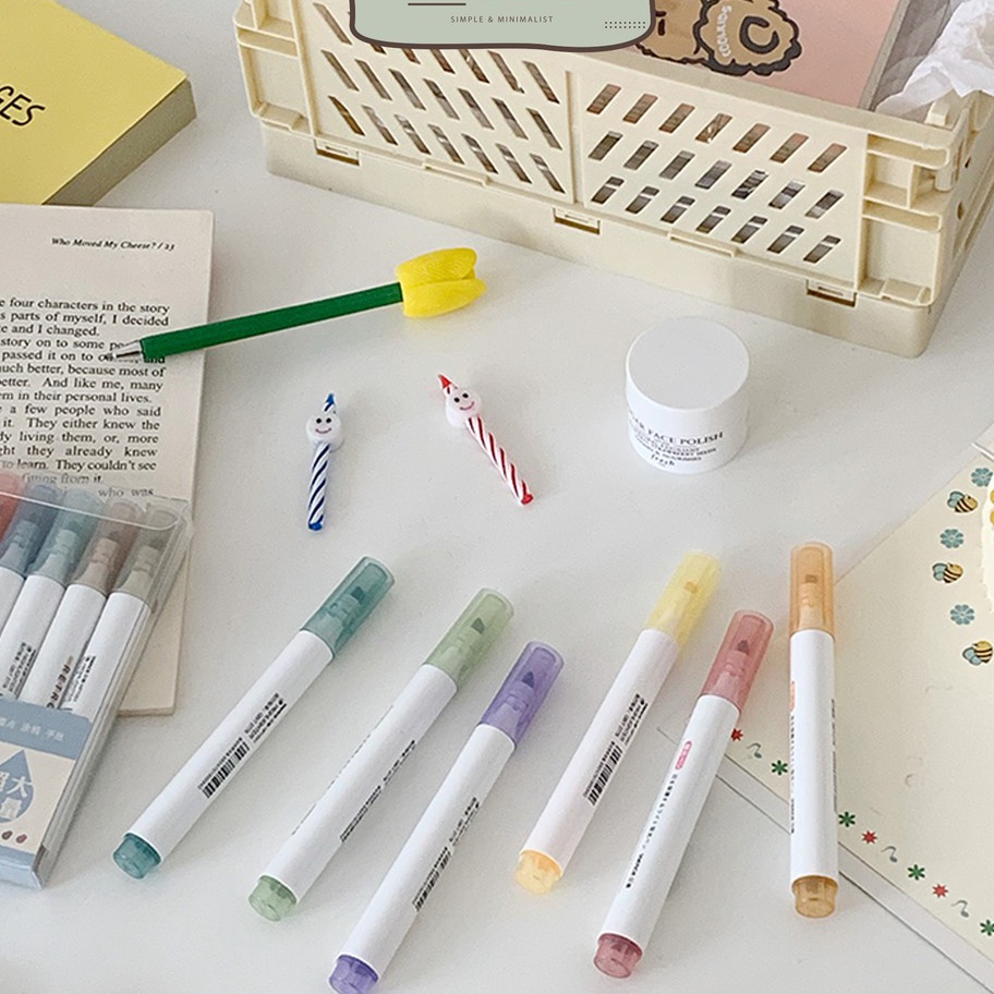 

MILOLI 6 Pcs VIENCE Highlighter Retro Color Pastel Color D2