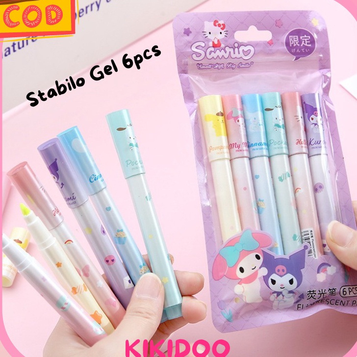

Kikidoo 6 Pcs Sanrio Stabilo Set Highliter Penanda Pewarna Lucu