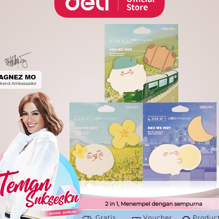 

Seller Deli Memo Tempel Sticky Notes 2 in 1 Kartun 4 Lembar 21563 Terlaku