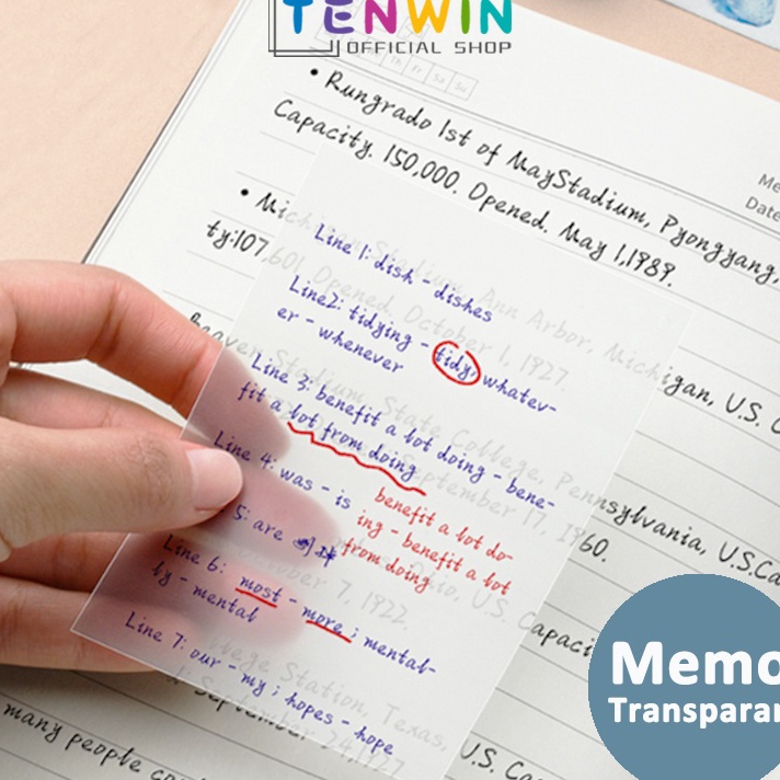 

Murah Banget Memo koreksi stiker label postit transparan Sticky Notes Transparan 5 lembar Tahan Air Untuk Kantor Plastik Dapat Ditulis Permukaan Halus Sticky Note TransparentTenwin Terlaris
