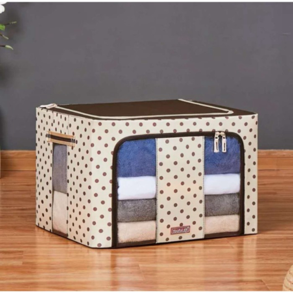 Dijual Halu Storage Box 66L Kotak Penyimpanan Mainan Pakaian Organizer HSB201 - Cream Polkadot Murah