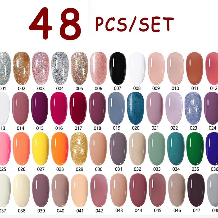 Diskon Set Kutek Gel UV LED gel polish 48 COLOUR nail art Cat Kuku nail Polish Terlaku