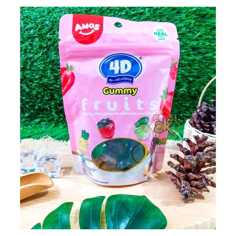 

Amos 4D 72gr Gummy Candy With Real Fruit Juice Permen Jelly Kenyal Buah Buahan Asli Jeli Amoz