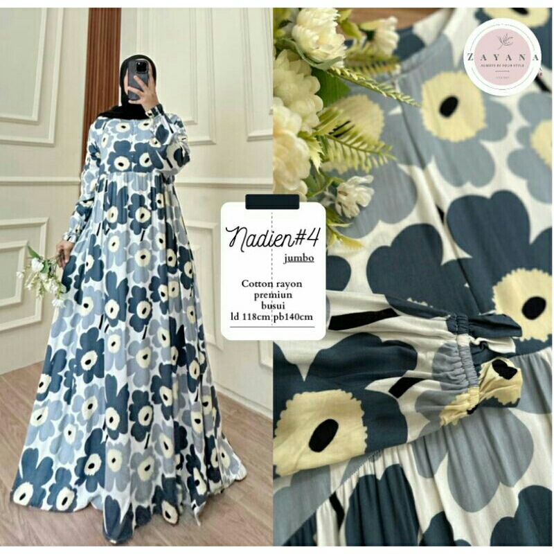Zayana - Nadine Dress Series / Gamis Jumbo Katun Rayon Premium Motif Bunga
