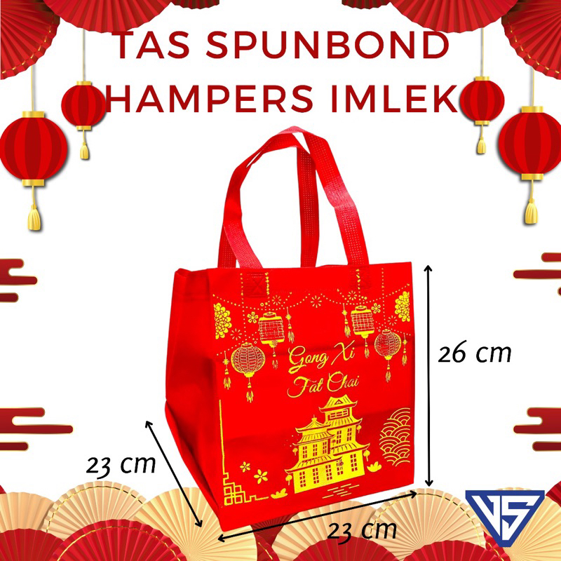 

Tas Spunbond Tas Hampers Imlek Tas Box Roti Tas Nasi Box Tema Chinese New Year Size 26x23x23cm dan size 26x26x26cm