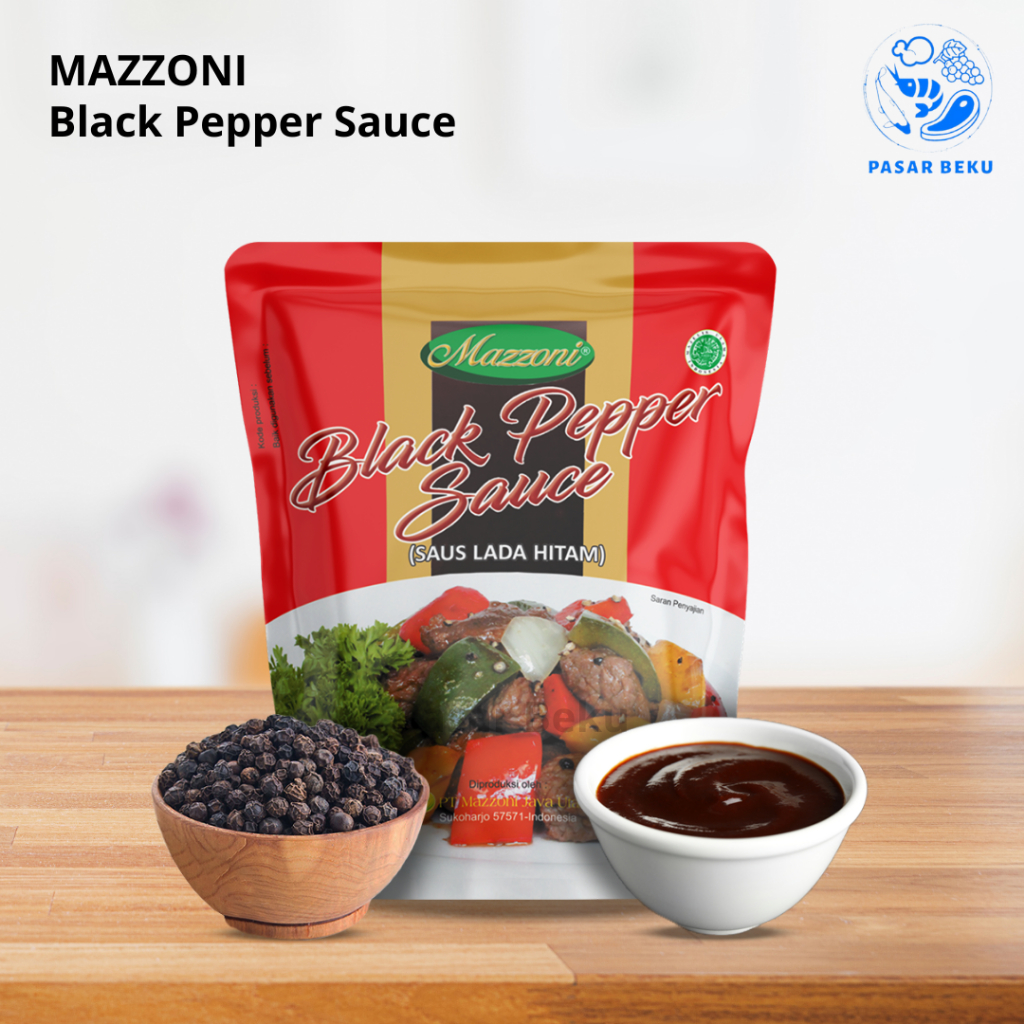 

Mazzoni Saus Black Pepper 250gr Saus Bakar Frozen Food Pasar Beku Padang