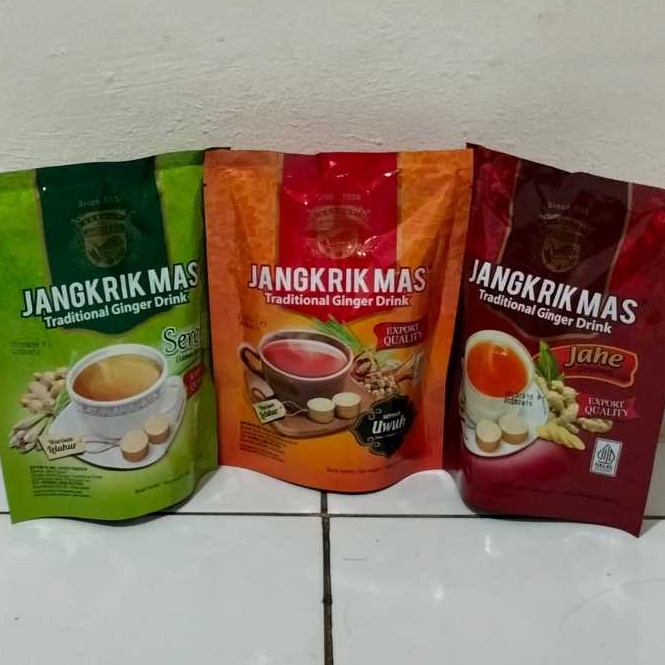 

BAYAR DITEMPAT Serbat Jangkrik Mas wedang jahe wedang uwuh sereh minuman herbal halal isi 1 sachet x 2 tablet