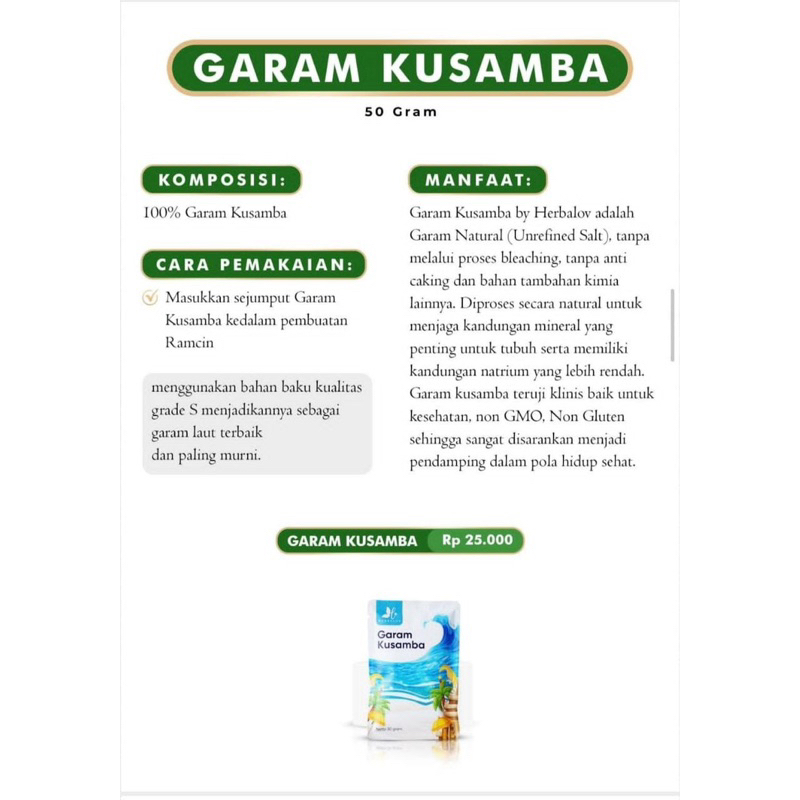 

GARAM KUSAMBA by Herbalov - Garam Mineral untuk Melapisi Lambung dan Menjaga a keseimbangan Cairan Tubuh