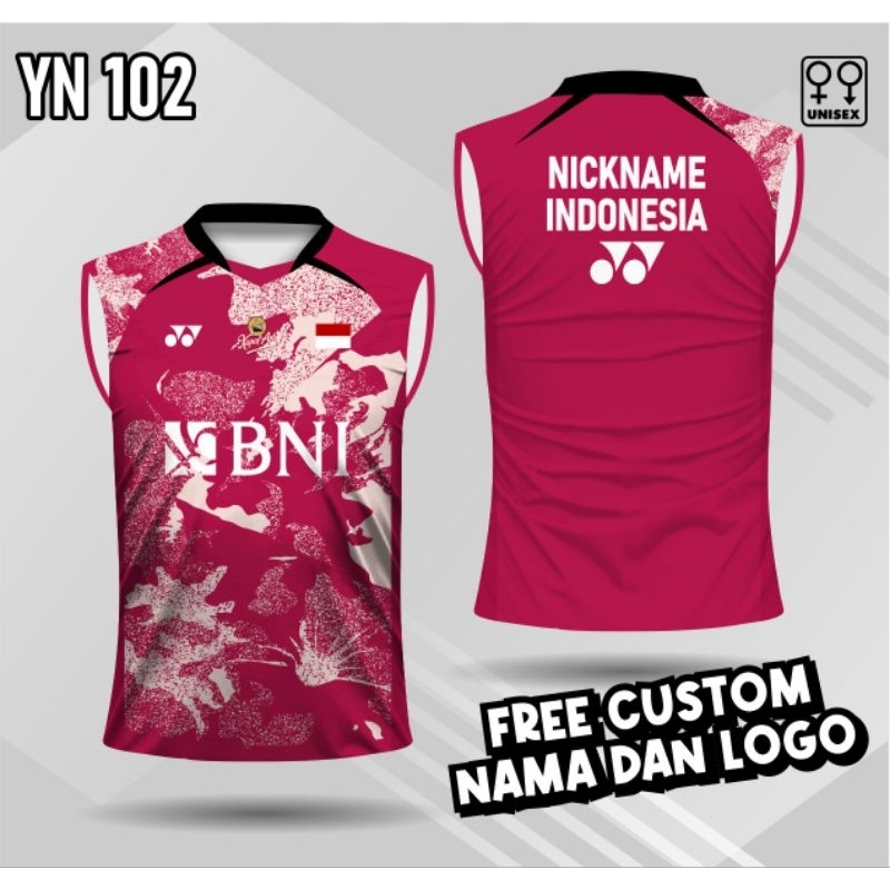 kaos jersey badminton singlet bwf jersey buku tangkis bwf tanpa lengan free custom nama