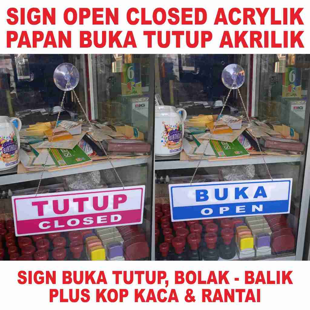 

Papan Buka Tutup Tanda Buka Tutup Toko Kantor Salon Akrilik Sign Open Closed