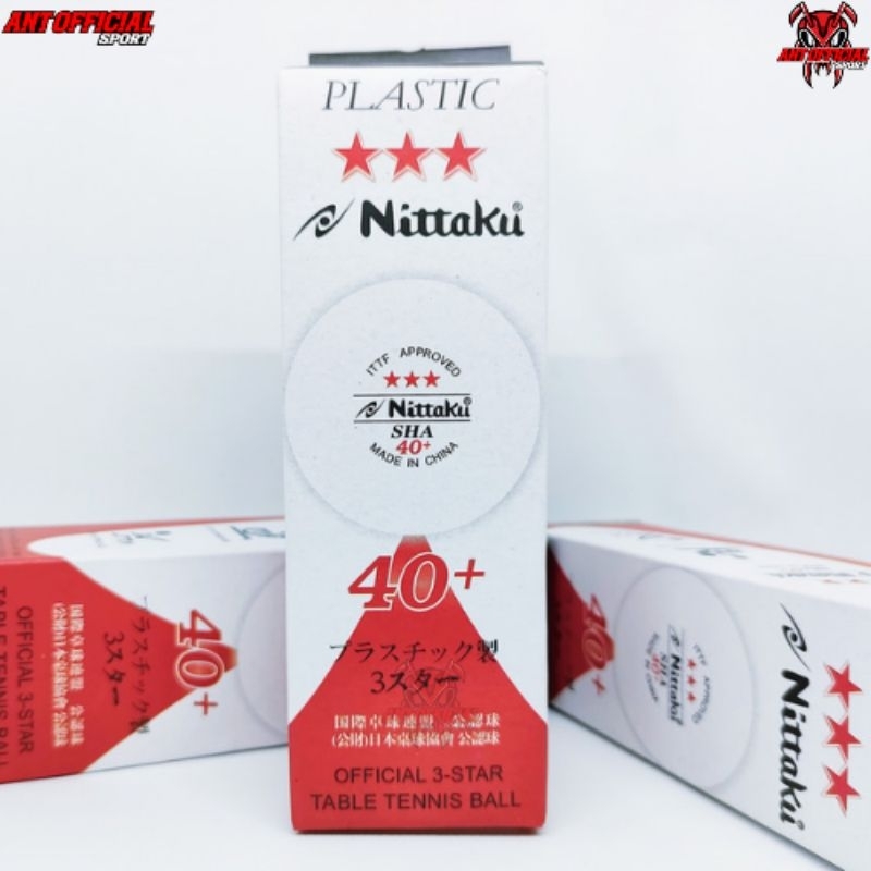 BOLA BALL PINGPONG TENIS MEJA NITTAKU 40+ BINTANG 3 ISI 3 ORIGINAL STANDAR ITTF dan PTMSI