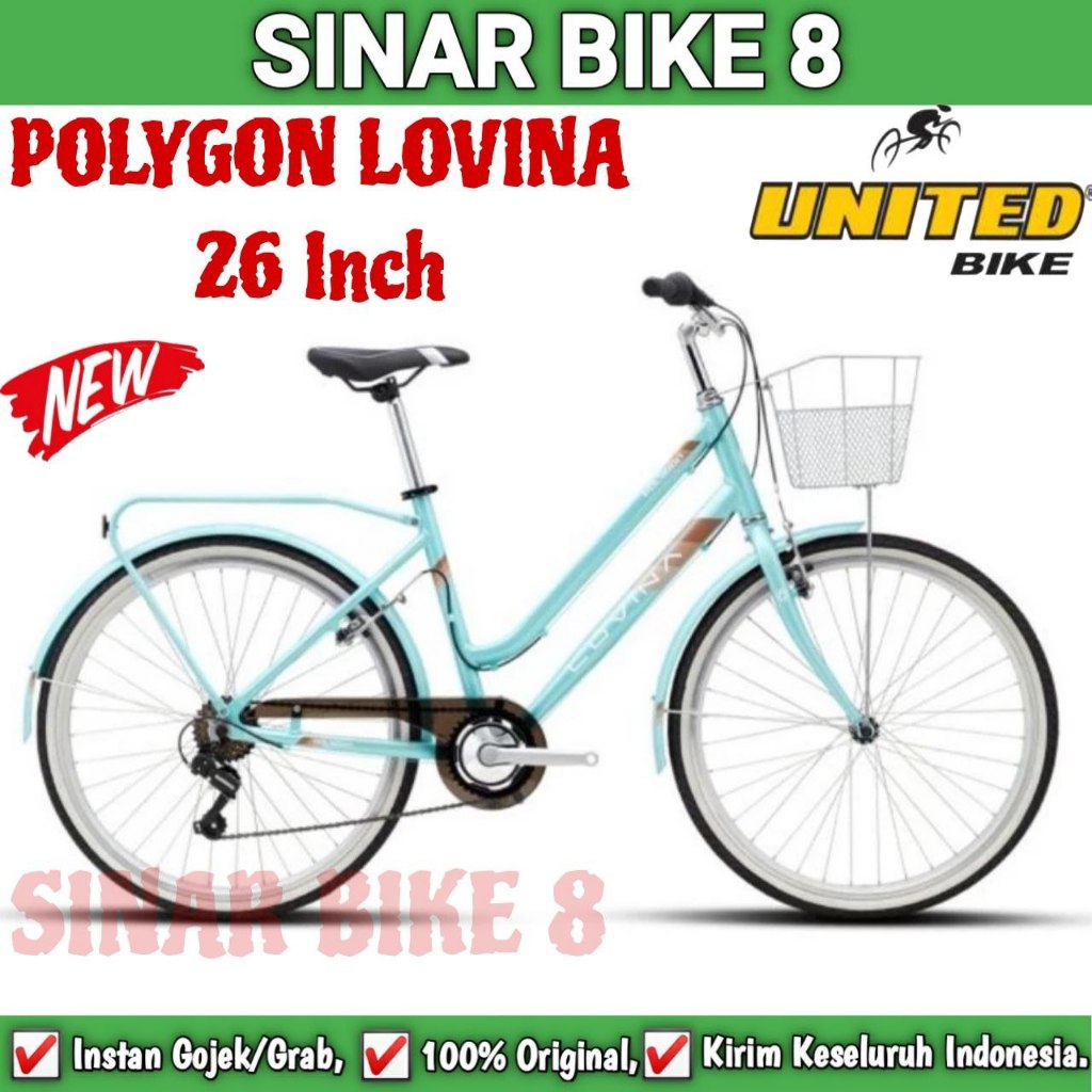Sepeda Keranjang Dewasa POLYGON LOVINA Ukuran 26 Inch Alloy 7 Speed