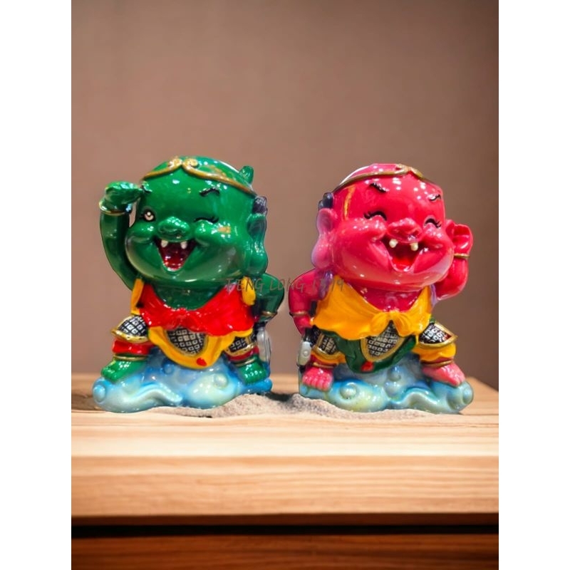 Sepasang Patung Qian Li Yan Shun Feng Er Fiber Mini Patung Miniatur 6cm