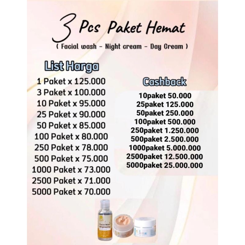 Paket Hemat NLS Skincare (Facial Wash, Day Cream dsn Night Cream) tanpa toner