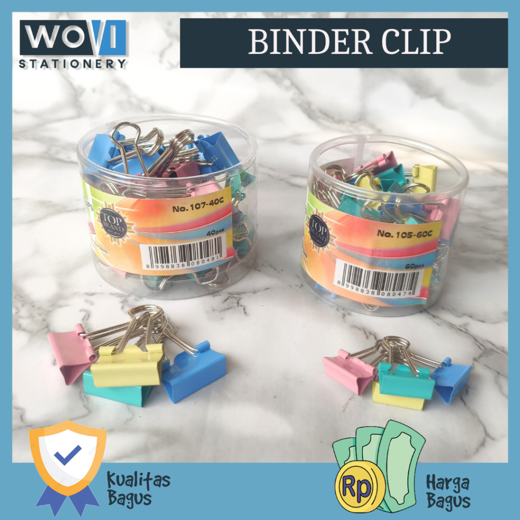 

[WOVI STATIONERY] Penjepit Kertas Kecil Sedang Kenko / Binder Clip Kecil 105-60c Kenko / Binder Clip Sedang 107-40c Kenko [DRUM]