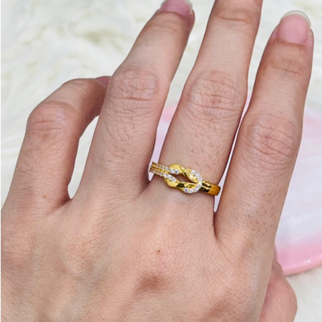 cincin AD ikat uk 12 stengah emas asli kadar 875