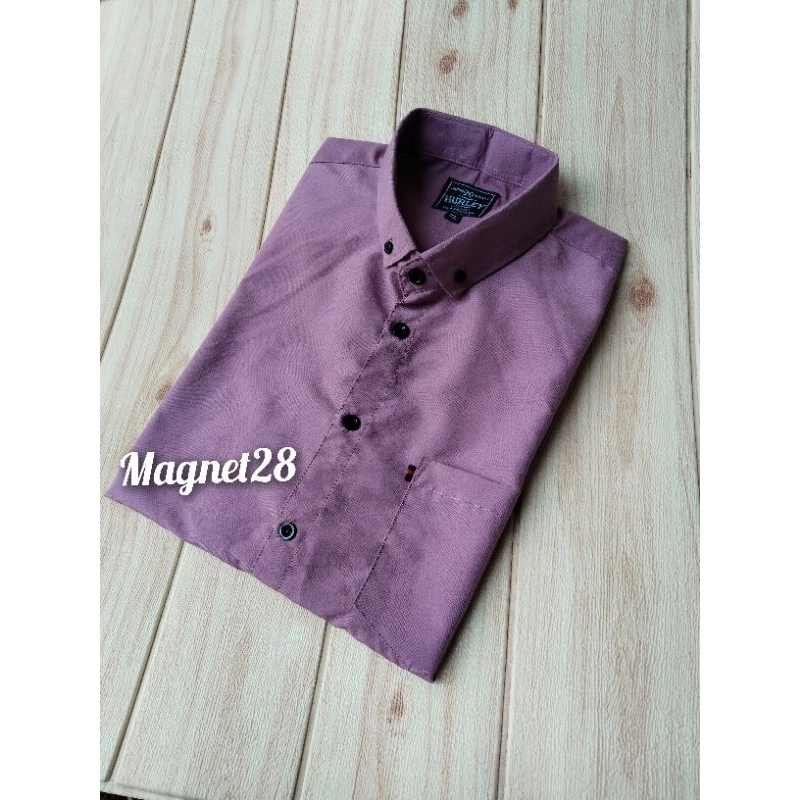 Kemeja dusty purple kemeja polos dusty ungu lengan pendek pria