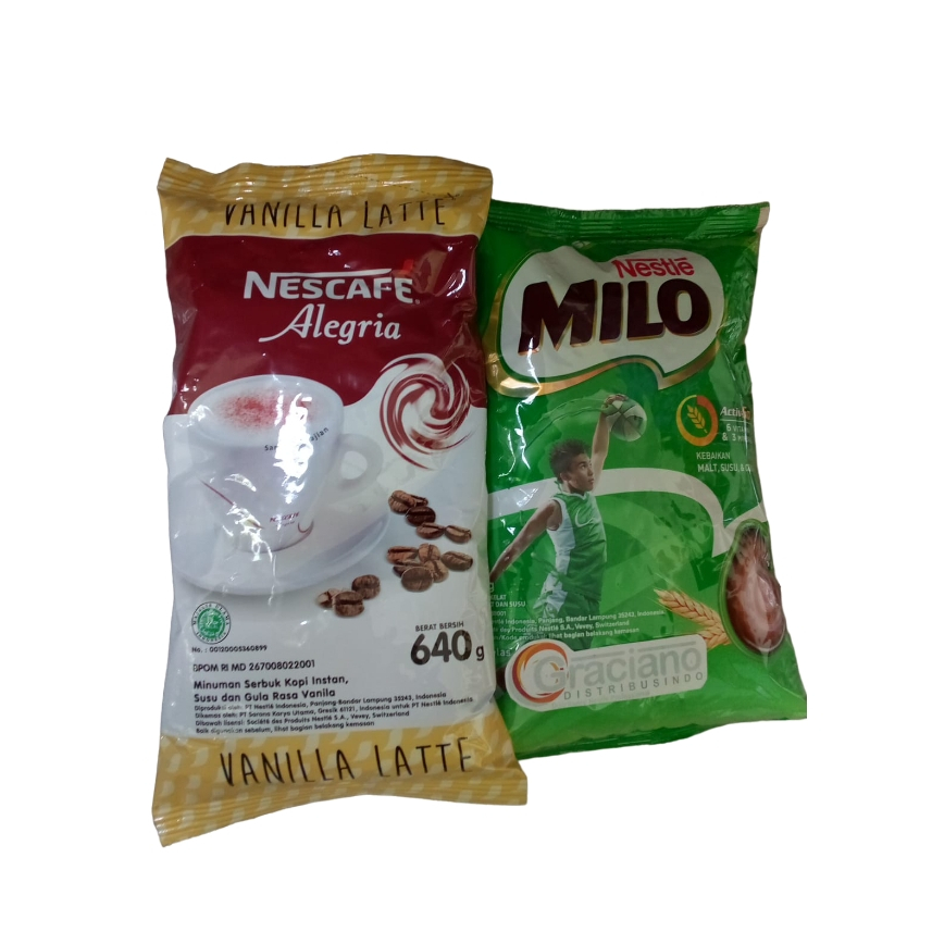 

Nescafe Vanilla Latte 640gr + Milo Complete Mix 960gr activ go