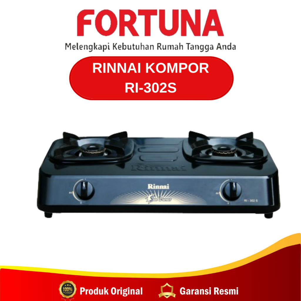 RINNAI KOMPOR RI 302S / RI-302S / RI 302 S / RI302 S (2 TUNGKU) GARANSI RESMI