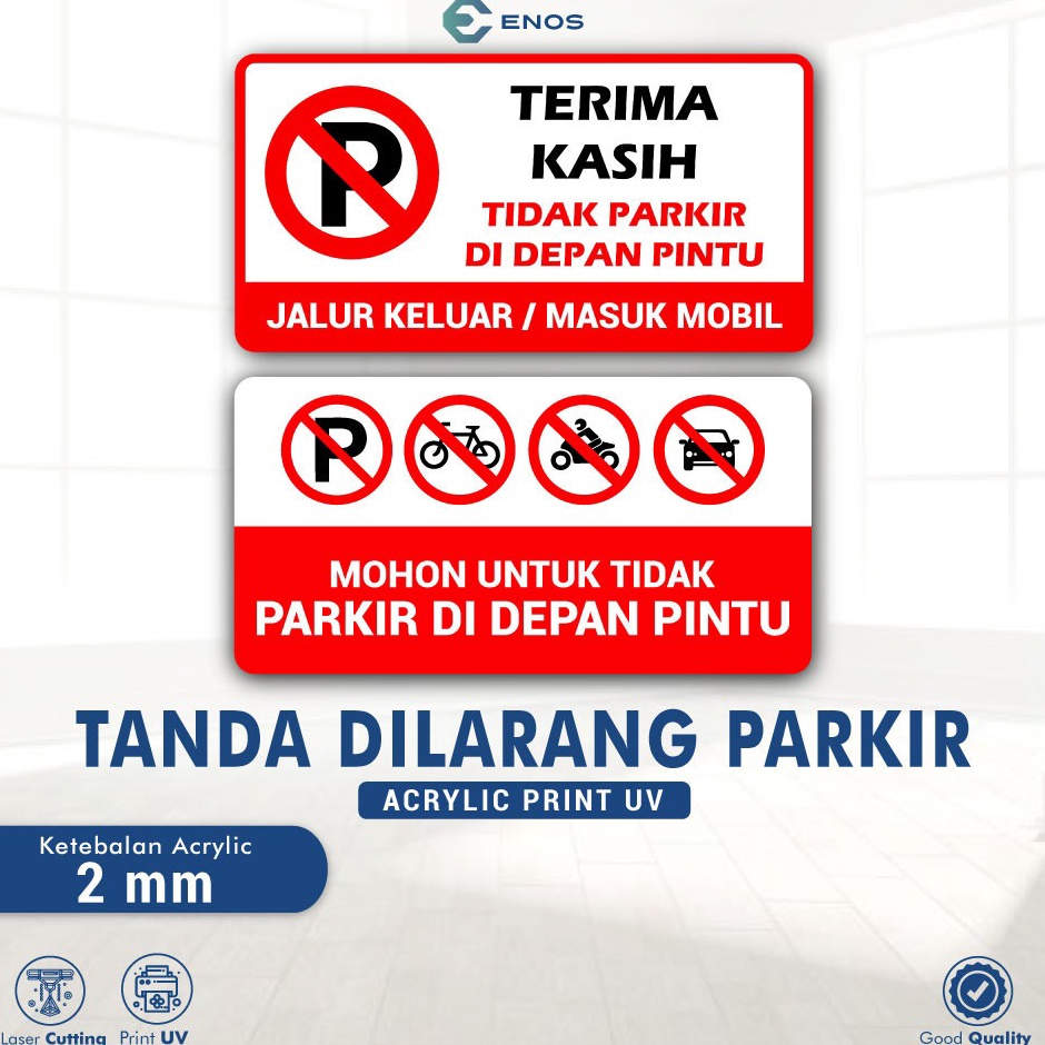 YF ENOS DIGITAL Papan Dilarang Parkir  Papan Dilarang Parkir di Depan Pintu  Sign Akrilik  Sign Acry