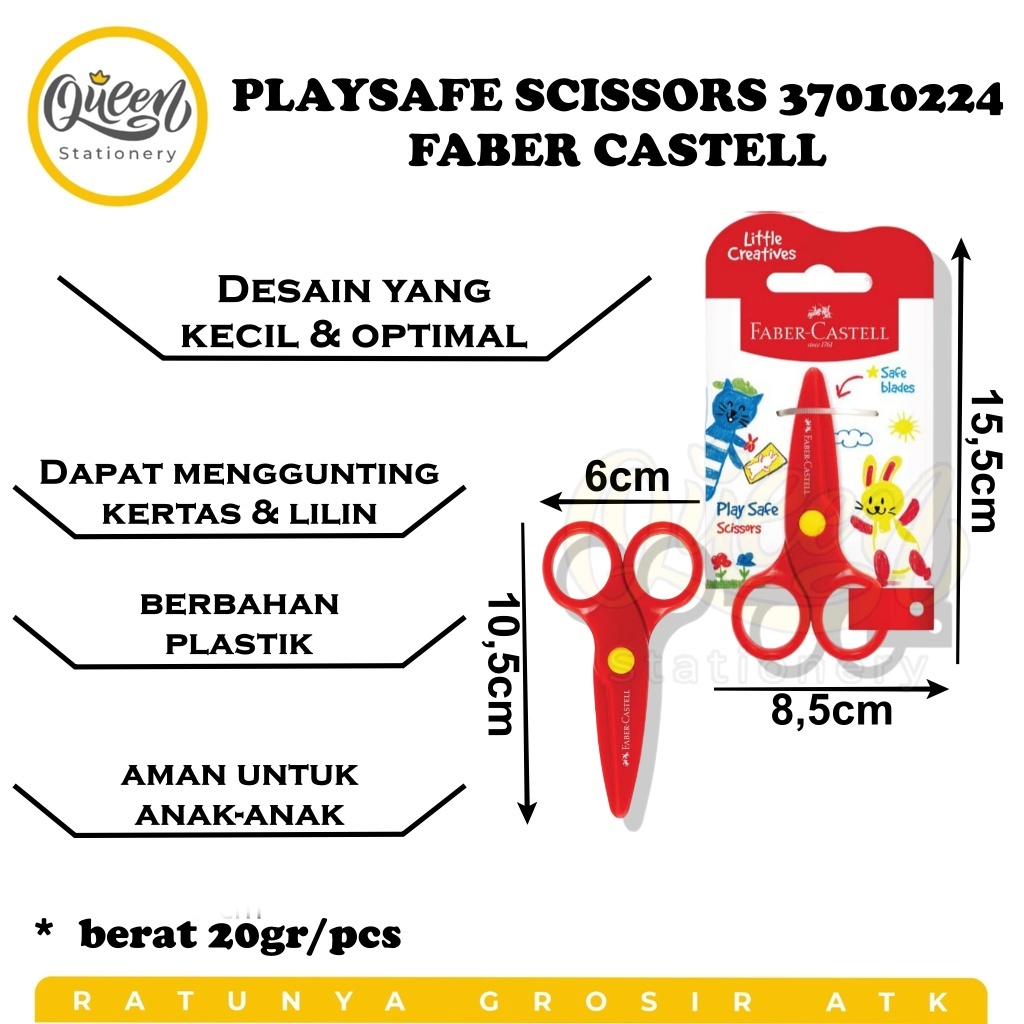 

1 PCS PLAYSAFE SCISSORS 37010224 FABER CASTELL GUNTING PEMOTONG KERTAS ANAK KECIL