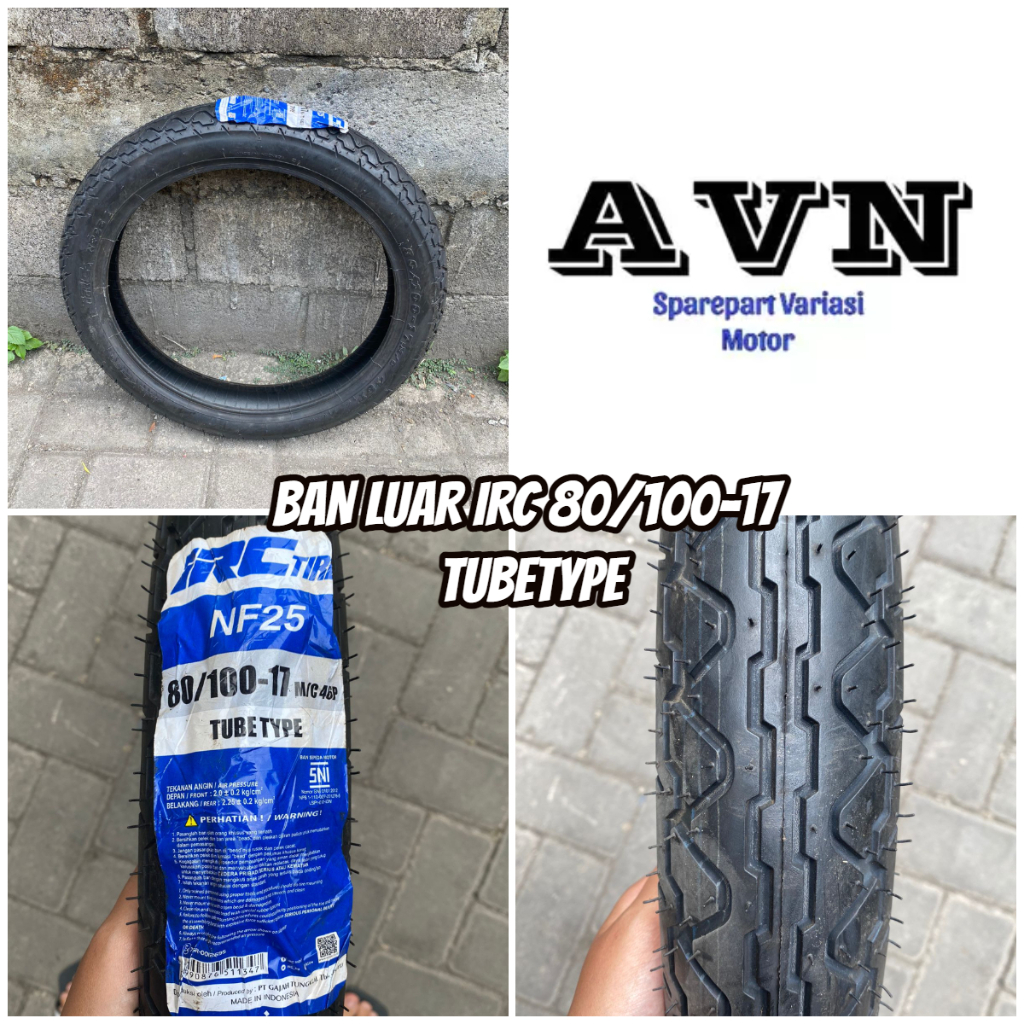 BAN LUAR IRC 80/100-17 TUBETYPE / NON TUBLESS || BAN LUAR IRC 80/100-17 BAN LUAR VERZA/MEGAPRO TUBET